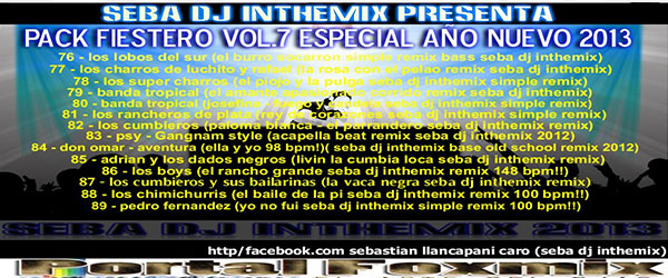 5139: Pack Fiestero Vol 7 by Seba Dj in The Mix (14 Hits)
