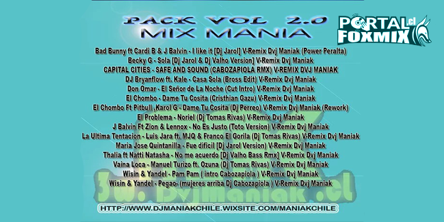 PACK V-REMIX 2018 Vol 2.0 MIX MANIA
